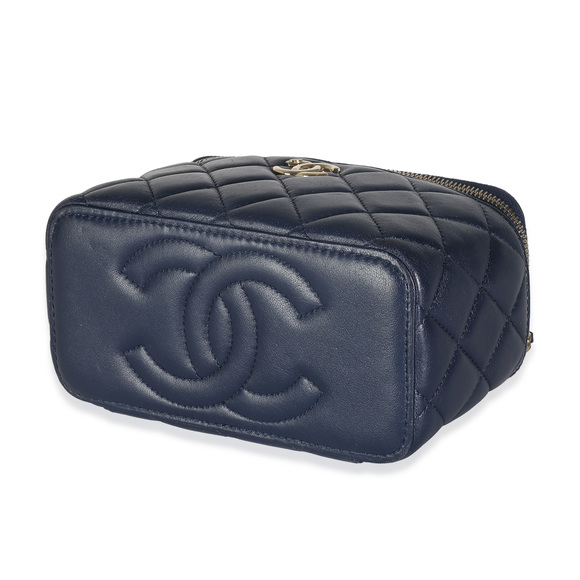Chanel Navy Quilted Lambskin Top Handle Vanity Case With Chain - Picture 8 of 8